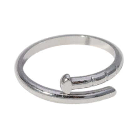 Ring one size-Tijdloze open ring spijker design - Zilverkleur - RVS