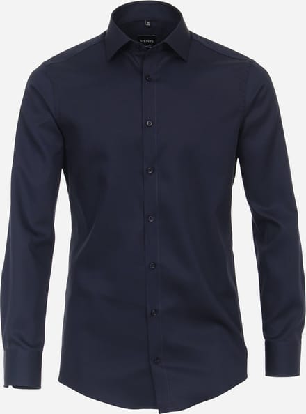 VENTI modern fit overhemd - twill - blauw - Strijkvriendelijk - Boordmaat: 46