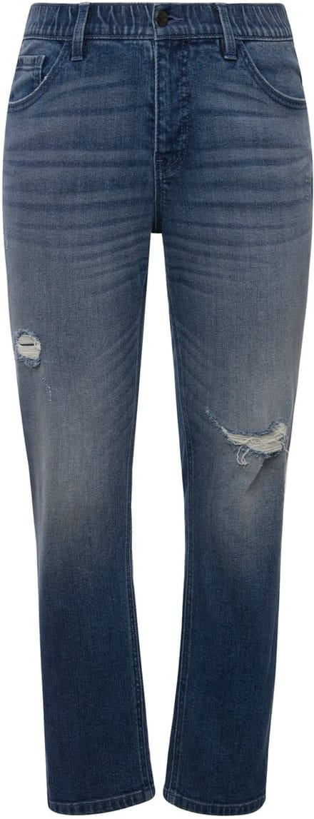 Ulla Popken - Dames - Jeans Sammy destroyed-effecten smalle pijpen - Blauw denim - Maat 56