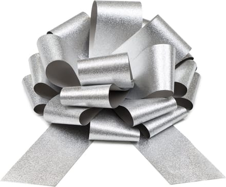 PartyDeco - Cadeaustrik Zilver - 30 cm