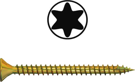 Jet-Fast Houtschroeven 3 x 20 mm Geel Verzinkt TX10 - Universele Torx Schroeven met Voldraad - 1000 Stuks