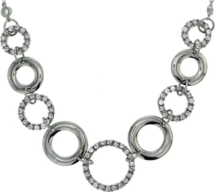 Behave® ketting zilverkleur met steentjes 41 cm - elegante cirkelontwerpen