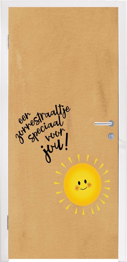 Deursticker Beterschap - Quote - Geel - Zon - 85x205 cm - Deurposter