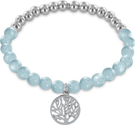 Montebello Armband Willow Blue - 316L Staal - Jade - Levensboom - 18cm (Rek)