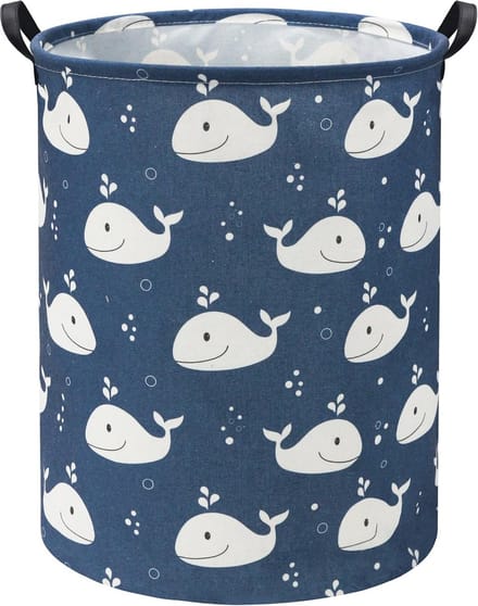 Grote Opvouwbare Wasmand en Speelgoedopberger in Walvis Design - Blauw