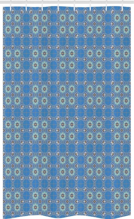 ABAKUHAUS – Douchegordijn 120 x 180 cm – Patchwork Blauw/Aqua/Oranje – Polyester