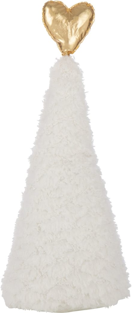 J-Line decoratie Kerstboom Hart - polyresin - wit/goud - large