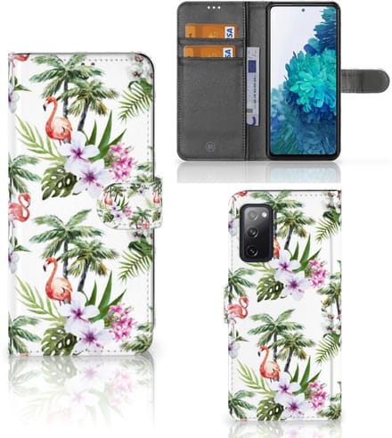 Samsung Galaxy S20 FE Telefoonhoesje met Pasjes Flamingo Palms