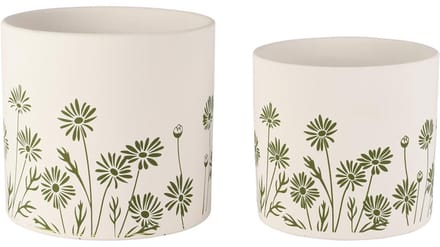 Dekoratief | Set 2 bloempotten 'Base Plants', keramiek, 17x17x15cm | A260457