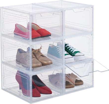 schoenen opbergsysteem - set van 6 - stapelbaar - tot maat 45 - transparant
