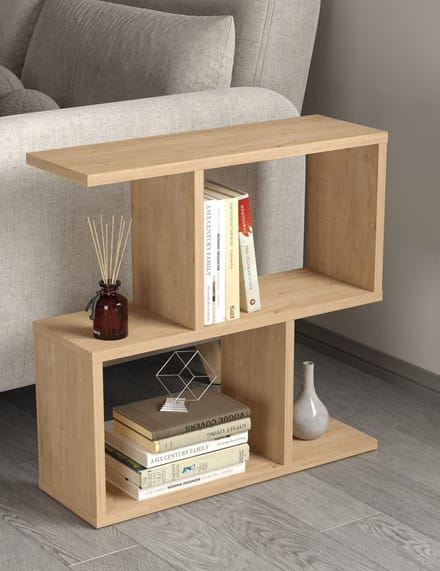 LUNOR® Terra - Tafel - Banktafel - Bijzettafel - Eik/Saffier - 3 Vakken