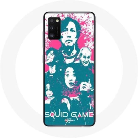 Coque - Samsung - Galaxy A41 - Souple - Blanc - Squid Game Affiche personnages logo