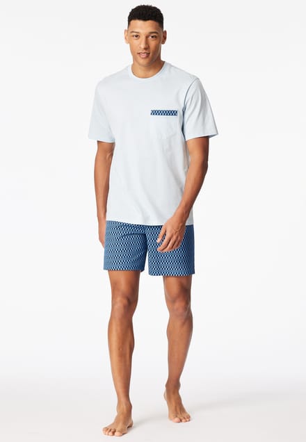 Pyjama kort lichtblauw patroon - Comfort Nightwear 48
