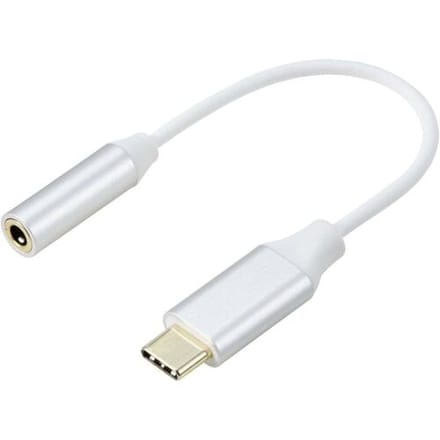 Renkforce RF-6056890 USB-C / Jackplug Adapter [1x USB-C - 1x Audio, stereo (3,5 mm aansluiting)] Wit Aluminium-stekker 0.1 m