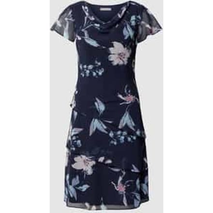 Knielange cocktailjurk met bloemenmotief