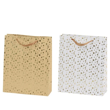 Giftbag papier gold embossed stars 2ass fsc mix