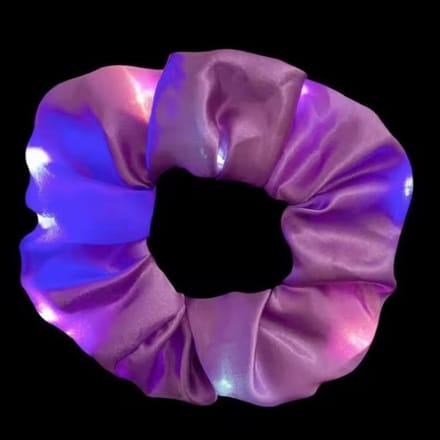 Lichtgevende Scrunchie Haarband – Paars met Gekleurde LED-lichtjes