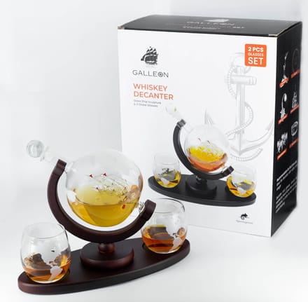 Whiskey Karaf met 2 glazen – Verlengd voetstuk – Complete Gift Set - Incl. Schenktuit - 1050ML Extra Groot