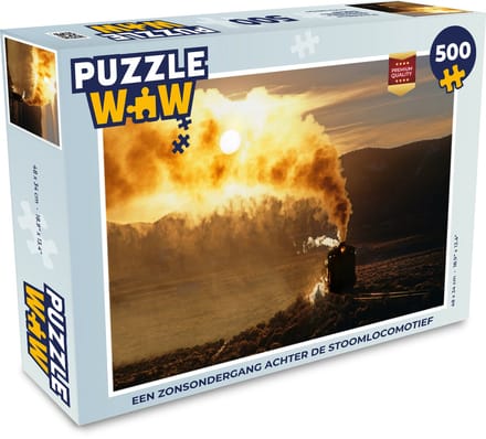 Puzzel Een zonsondergang achter de stoomlocomotief - Legpuzzel - Puzzel 500 stukjes