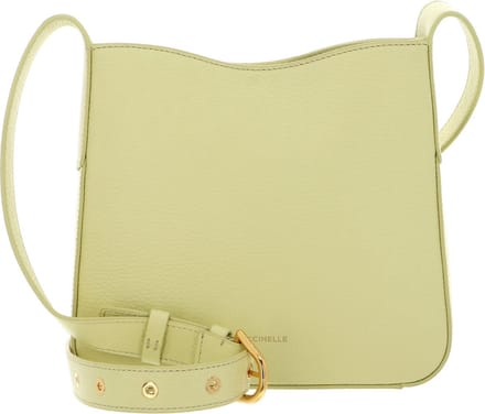 COCCINELLE Leren Schoudertas Dazz Mini Bag Grained Leather Lime Wash Lichtgeel