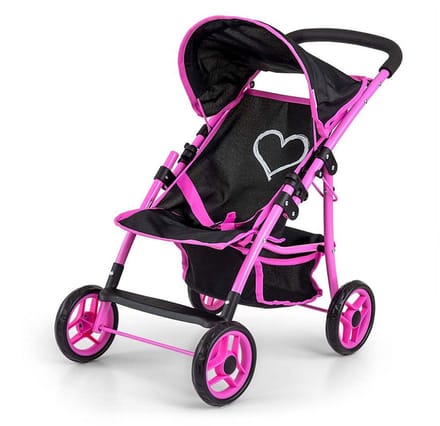 Milly Mally Natalie poppenwagen zwart opvouwbaar - Kinderwagen