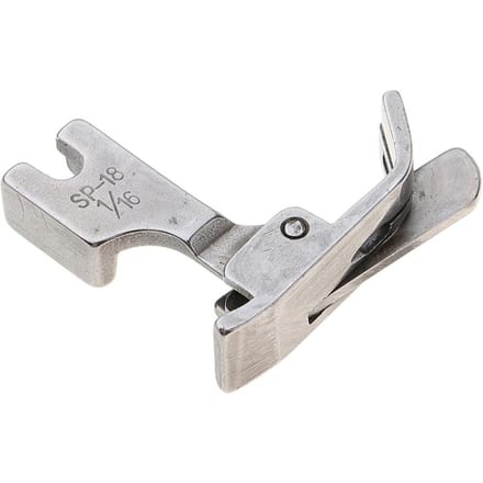 Pied-de-biche articulé pour machine à coudre industrielle avec guide droit SP18 taille 1 Size 2 argenté
