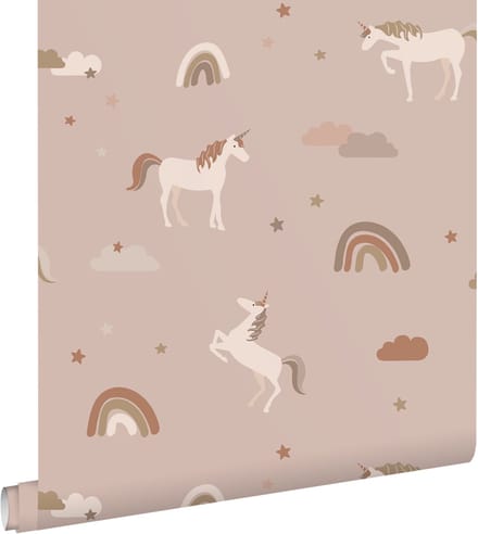 ESTAhome behang unicorns oudroze en terracotta - 50 x 900 cm - 131461