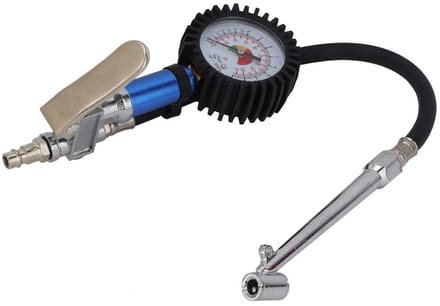 Dailygoods- Bandenspomp 12 bar - Bandenspanningsmeter - Luchtdrukmeter - Bandenvulpistool - Manometer - 55 mm wijzerplaat