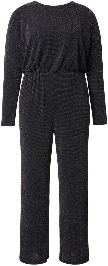 Studio Untold - Dames - Jumpsuit oversized glittereffect wijde pijpen - Zwart - Maat 46+