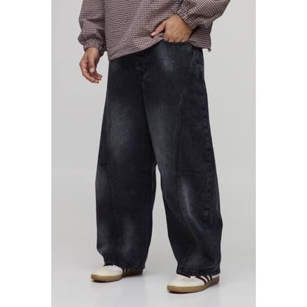 Gewassen Barrel Leg Jeans | Washed Black | Size 30R