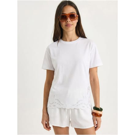 Geborduurd T-shirt met ronde hals