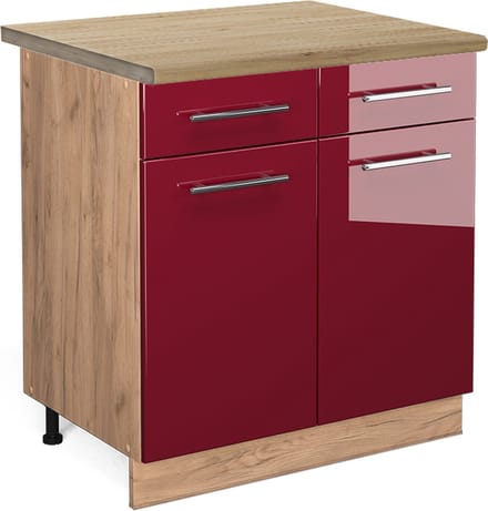 Vicco Fame-Line Keukenonderkast – 80 cm, WB Eik Bordeauxrode hoogglans