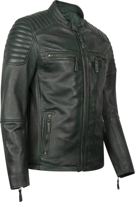 Harrisson Biker Heritage Leren Jas - Heren Jas - Groen - Maat S