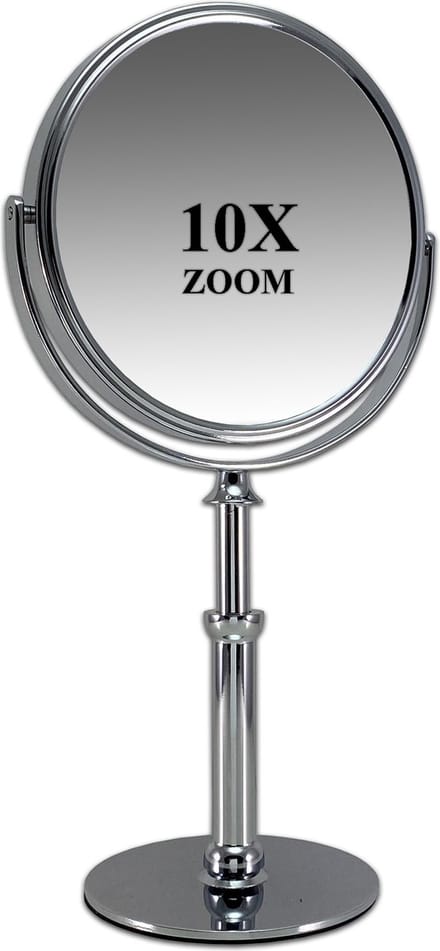 Metalen hand stand make up spiegel 10x vergroting - Ø15cm