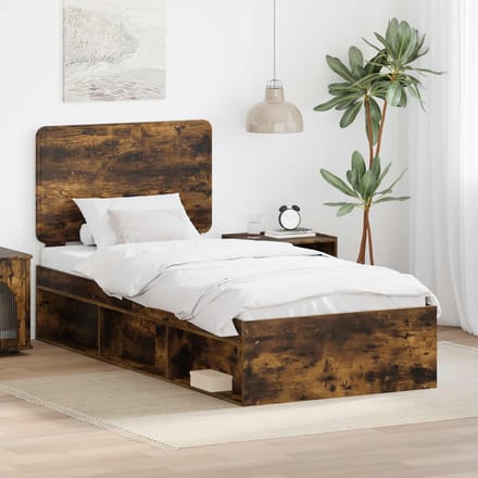 vidaXL - Bedframe - Rook - Eiken - 90 - x - 200 - cm - Massief - grenenhout