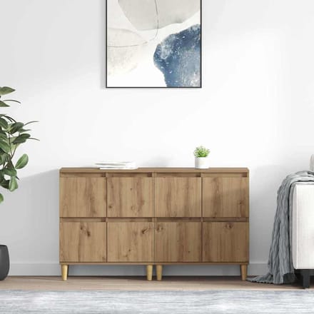vidaXL - Dressoirs - 2 - st - Artisan - Eiken - 60 - x - 35 - x - 70 - cm - Bewerkt - hout