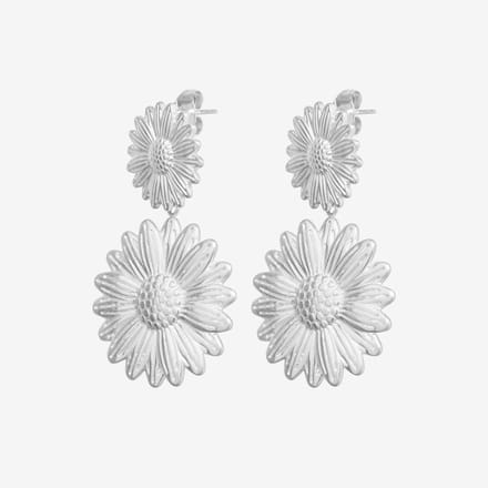 Essenza Large Flower Earrings Silver
