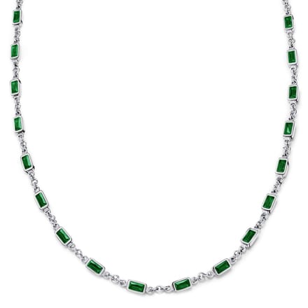 Prism | Zilverkleurige ketting met smaragdgroene stenen van kristalglas