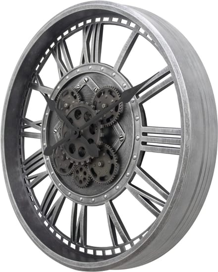 SNJY® Wandklok Industrieel - Klok Muur - Ronde Klok Modern - 50,8 cm - Zilver