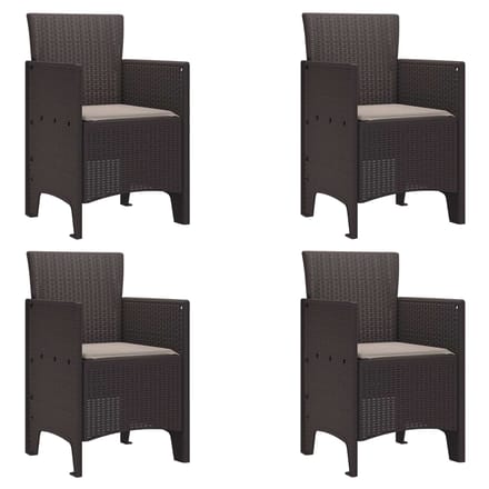 vidaXL Tuinstoel met kussen 4 pcs Bruin 53 x 49 x 85 cm Polypropyleen
