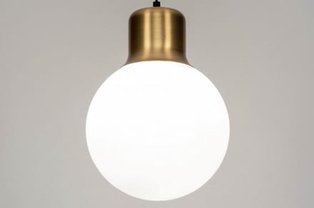 Lumidora Hanglamp 73218 - NINES - E27 - Wit - Goud - Messing (kleur) - Metaal