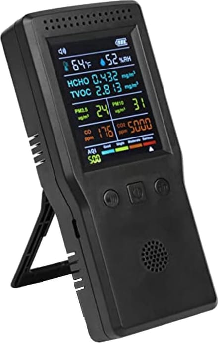 Luchtkwaliteitsmeter - Luchtkwaliteit Sensor - Binnen Lucht Meten - 9 in 1 Functies - 18 x 9 x 5 cm