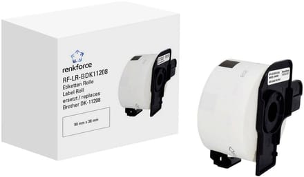 Renkforce Rol met etiketten Compatibel vervangt Brother DK-11208 90 x 38 mm Papier Wit 400 stuk(s) Standaard Adresetiketten RF-6027494
