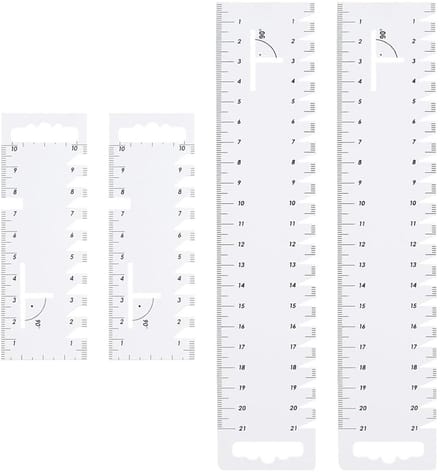 Naaiset Linialen - Meetgereedschap Patchwork - Precisie Naaien - Set van Vier - 10cm en 21cm - Wit