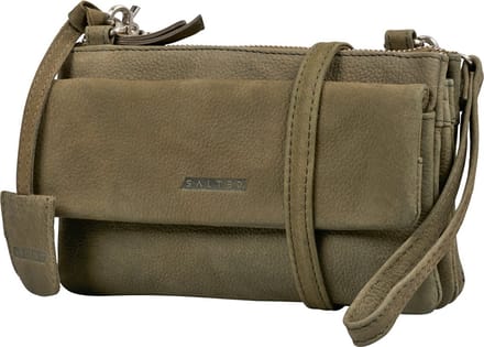 Salted Leren Dames Schoudertasje Minibag - Clutch - Nubuck Leer - Olijfgroen