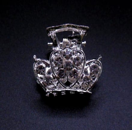 Haarklem metaal klein zilver kroontje met strass