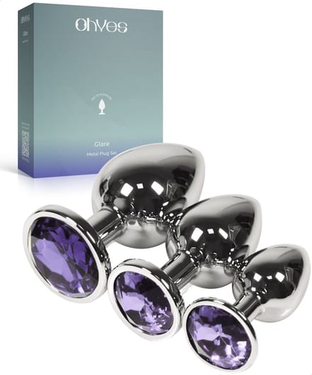 Metalen Buttplugs voor mannen en vrouwen - Buttplug Set 3-Delig - Anal & Butt Plug - Lila