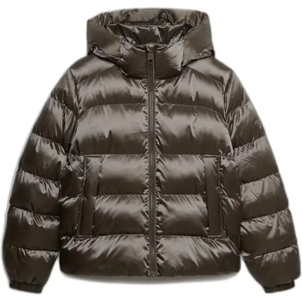 Superdry Jas Hooded Shine Puffer Jacket W5012187a 2qj Deep Khaki Green Dames Maat - S