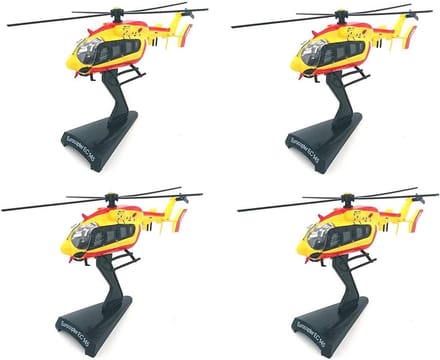 Helikopter Set - Speelgoed Vliegtuigen - Kinderen Spelen - Set van 4 - Schaal 1:90 - Geel