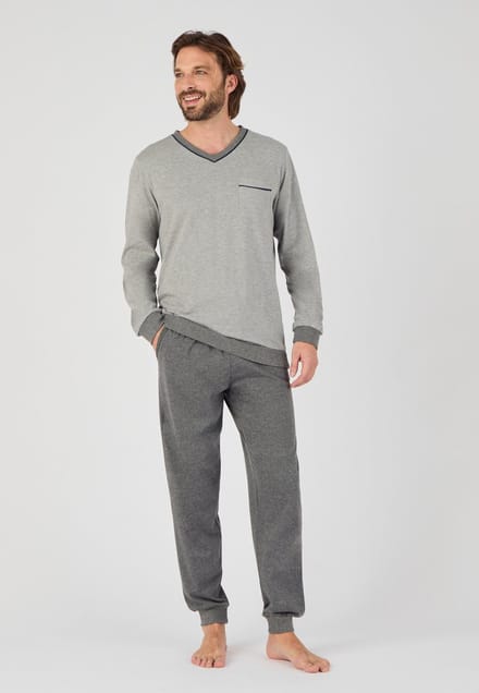 Damart - 3-delige pyjama short en broek. - Heren - Grijs - S